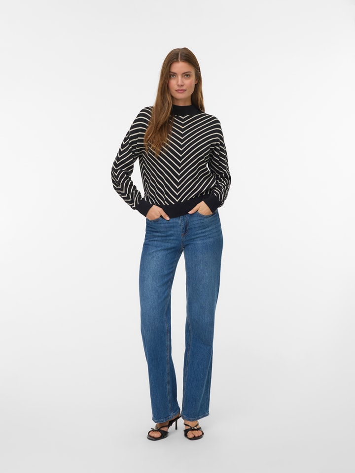 Pullover in Schwarz/ Beige