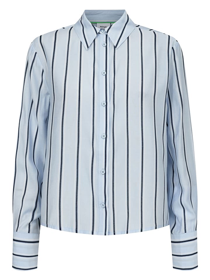 Bluse "Nujoni" in Hellblau/ Schwarz