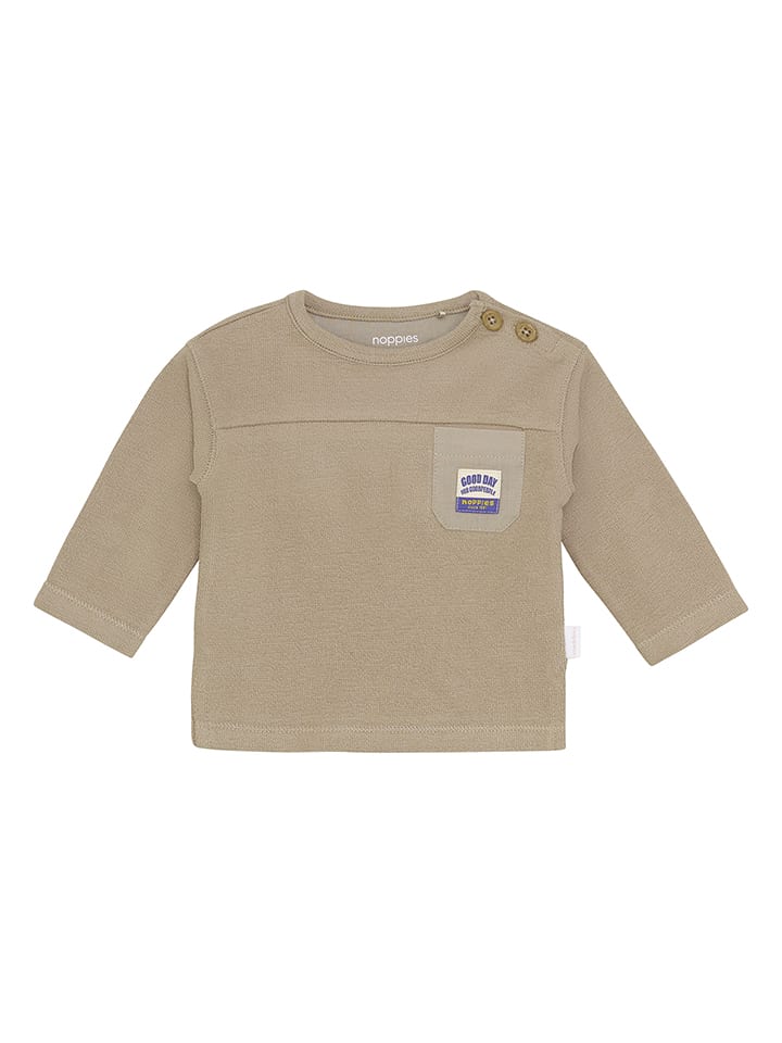 Longsleeve in Hellbraun/ Grau