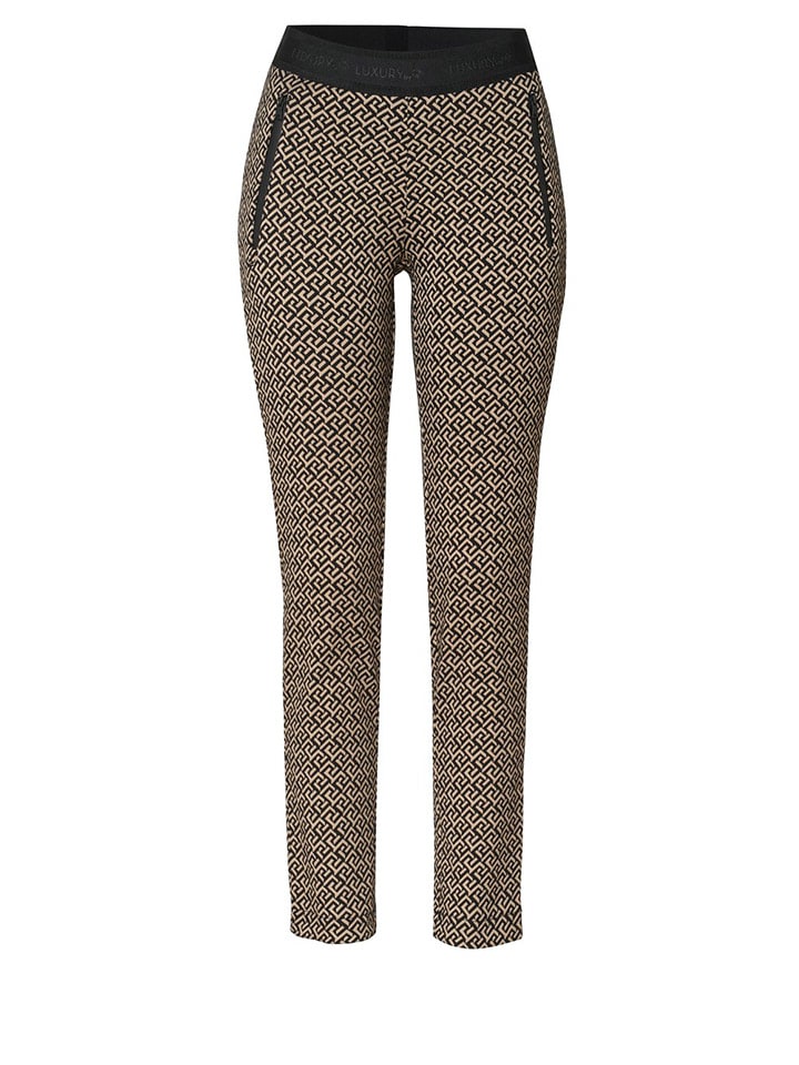 Hose "Jenny" in Beige/ Schwarz