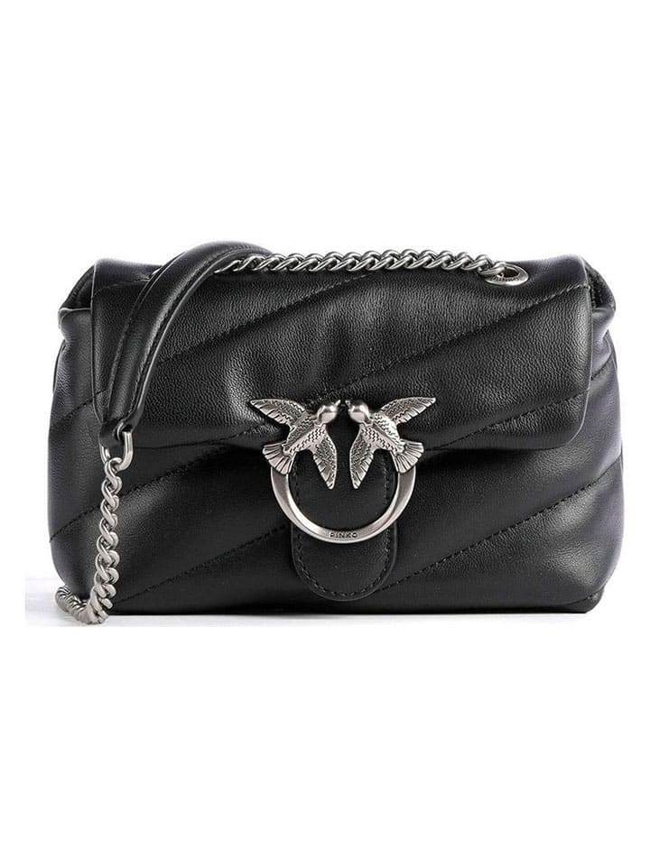 Leder-Umhängetasche in Schwarz - (B)18 x (H)13 x (T)7 cm