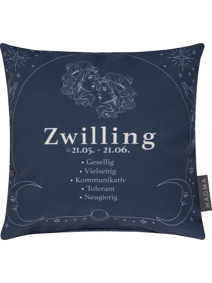Kissen "Zwillinge" in Dunkelblau - (L)25 x (B)25 cm