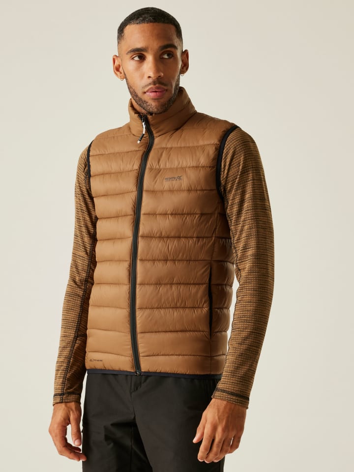 Doorgestikte bodywarmer "Marizion" lichtbruin