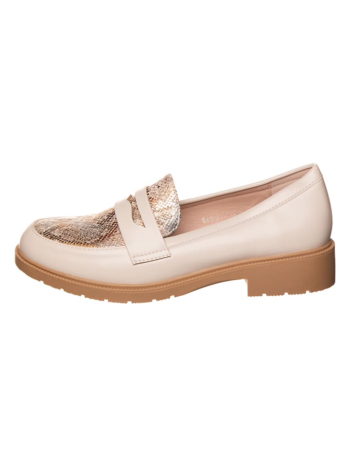 Mokassins in Creme/ Gold