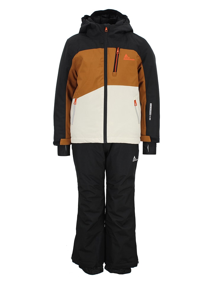 2-delige ski-/snowboardoutfit zwart/lichtbruin
