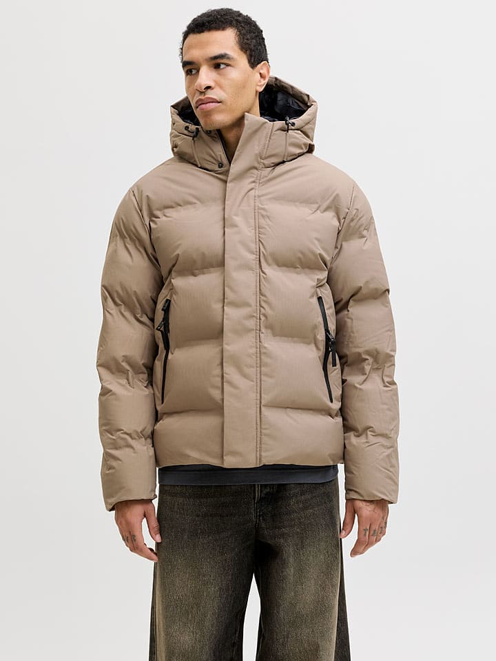 Steppjacke in Beige/ Grau