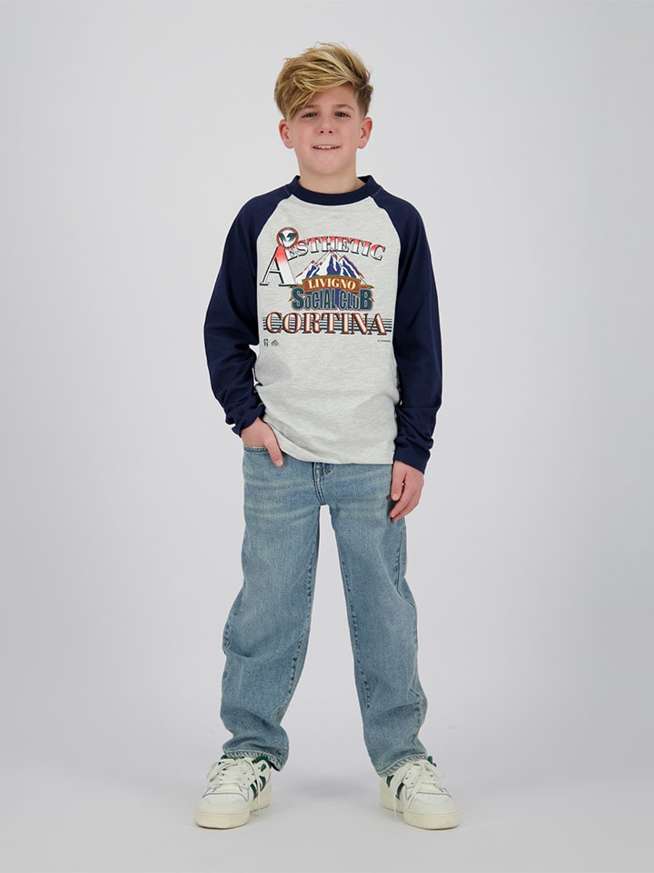 Longsleeve "Haruto" in Grau/ Dunkelblau