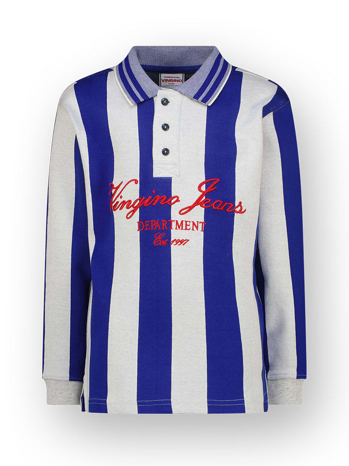 Poloshirt "Karo" wit/blauw