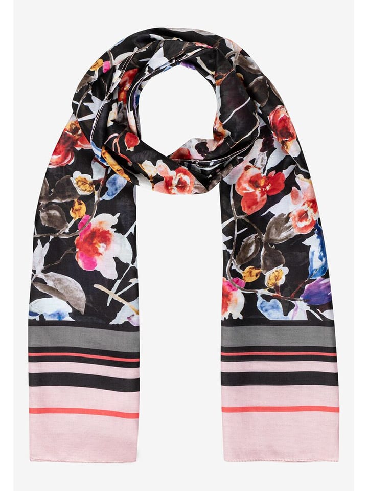 Szal w kolorze jasnoróżowo-czarnym