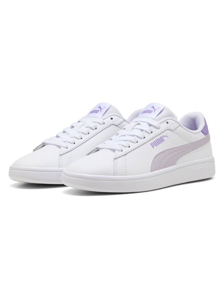 Leder-Sneakers "Puma Smash 3.0 L" in Weiß/ Lila