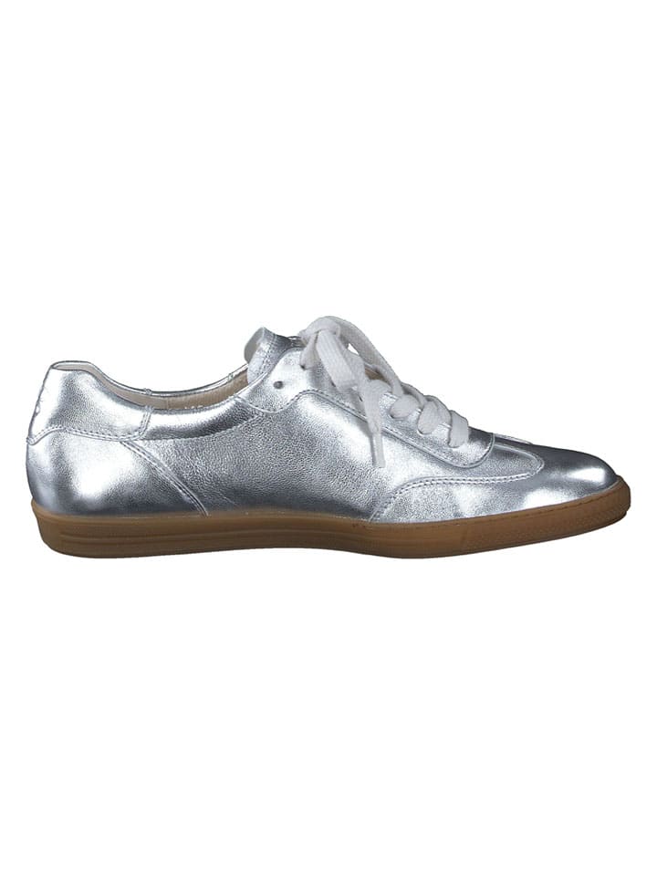 Leder-Sneakers in Silber