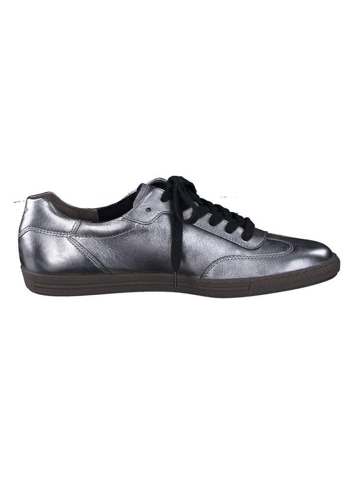 Leder-Sneakers in Silber