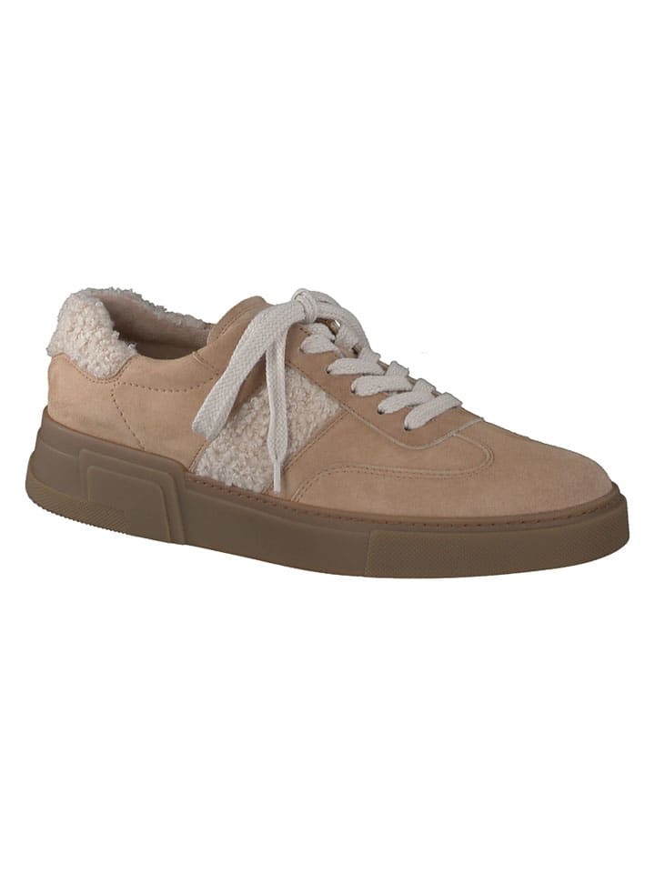 Leder-Sneakers in Beige