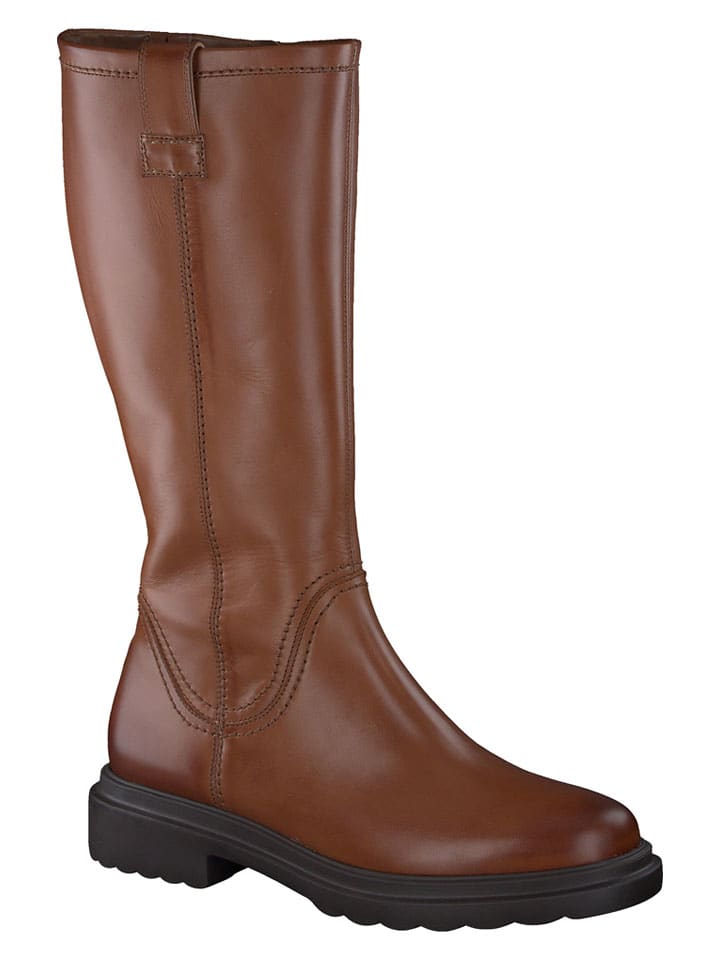 Leder-Stiefel in Hellbraun