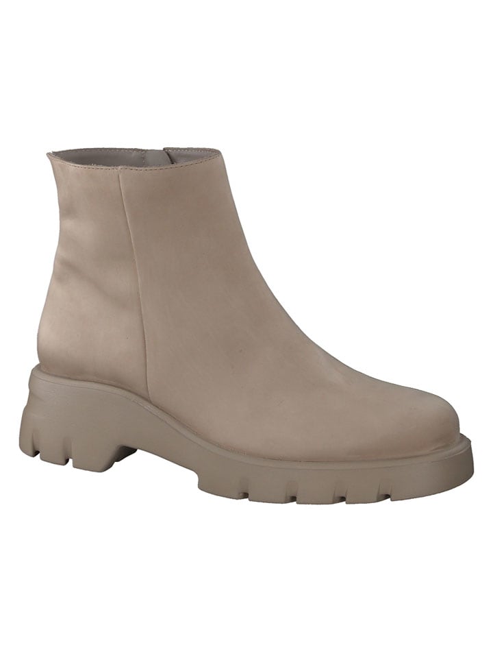 Leder-Boots in Beige