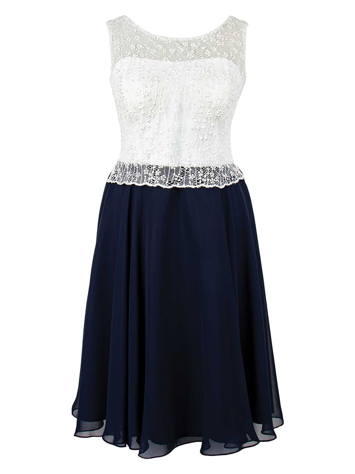 Kleid in Dunkelblau/ Weiß