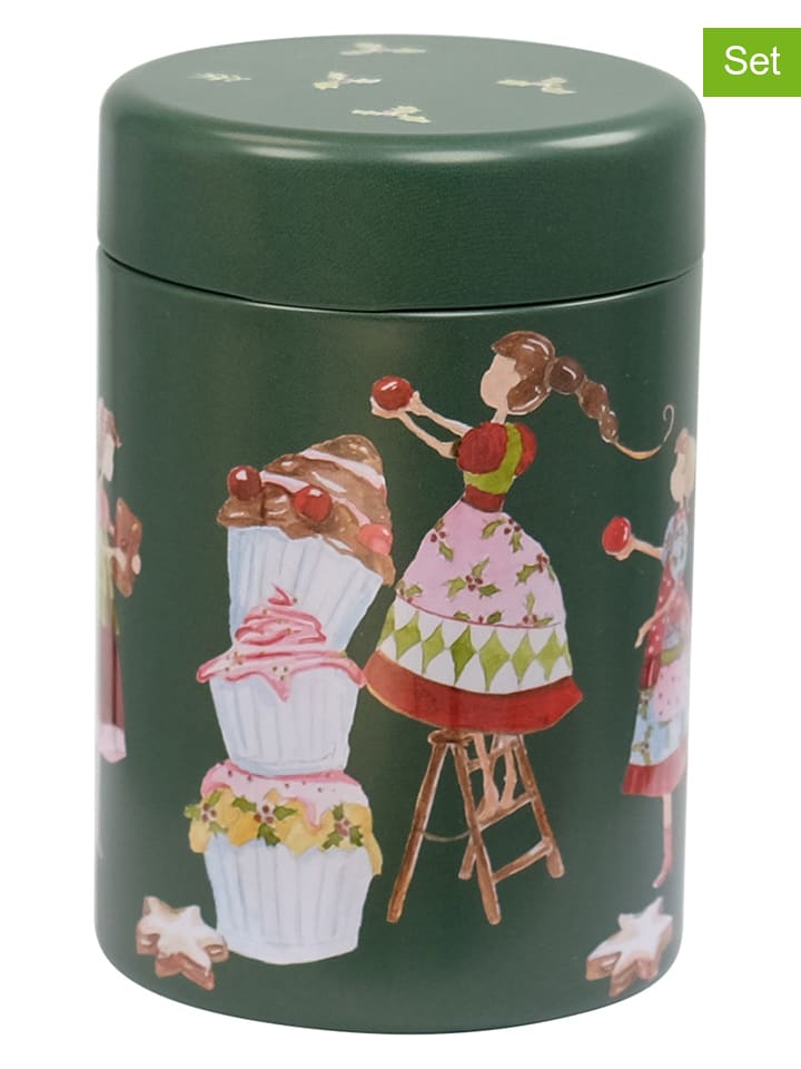 Puszki (3 szt.) "Sweet" w kolorze zielono-czerwonym na herbatę - 125 g