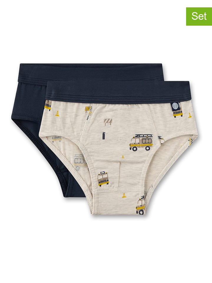 2-delige set: slips donkerblauw/beige