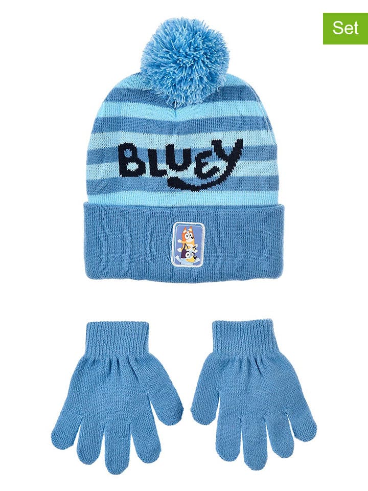 2tlg. Set: Mütze & Handschuhe "Bluey" in Blau