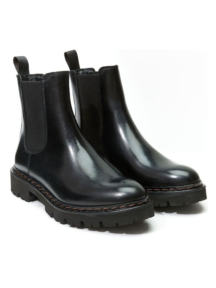 Leder-Chelsea-Boots in Schwarz