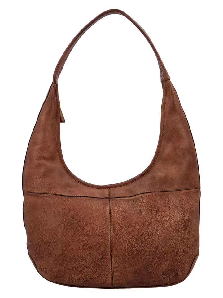 Leder-Schultertasche "Paint Rock" in Cognac - (B)40 x (H)40 x (T)10 cm