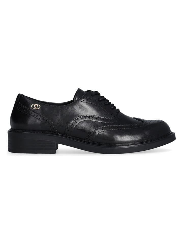 Leder-Schnürschuhe "Elisa" in Schwarz