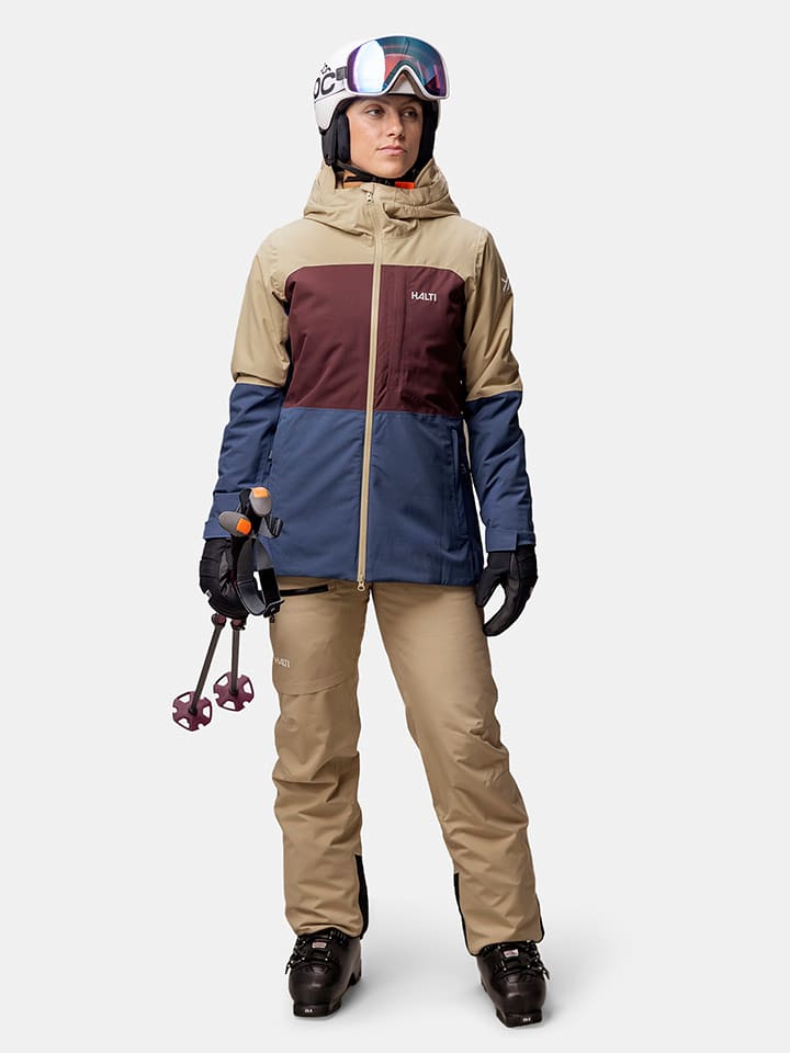 Ski-/ Snowboardjacke "Gracer" in Dunkelblau/ Braun/ Hellbraun