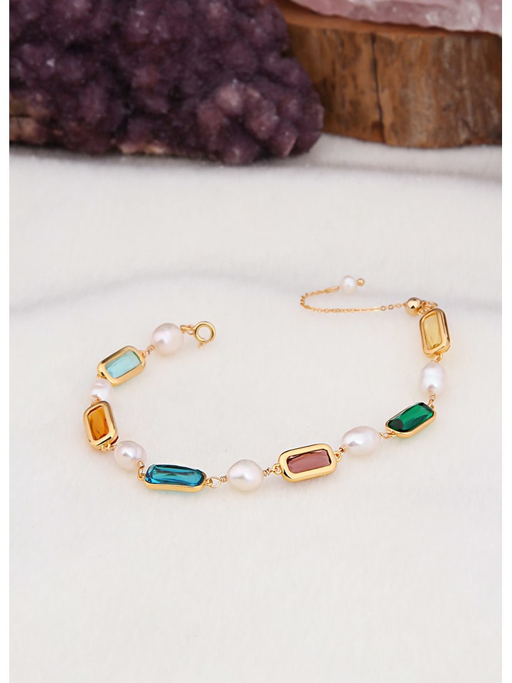 Vergold. Armband mit Perlen und Edelsteinen
