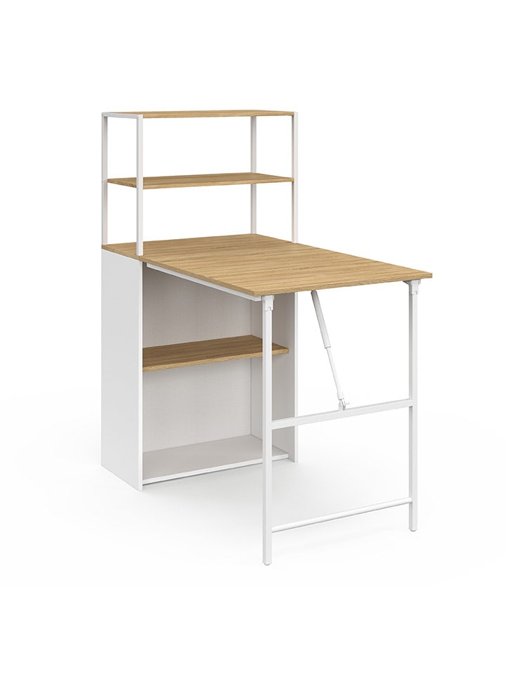 Opklapbaar bureau "Raya" lichtbruin/wit - (B)103,5 x (H)120 x (D)60 cm