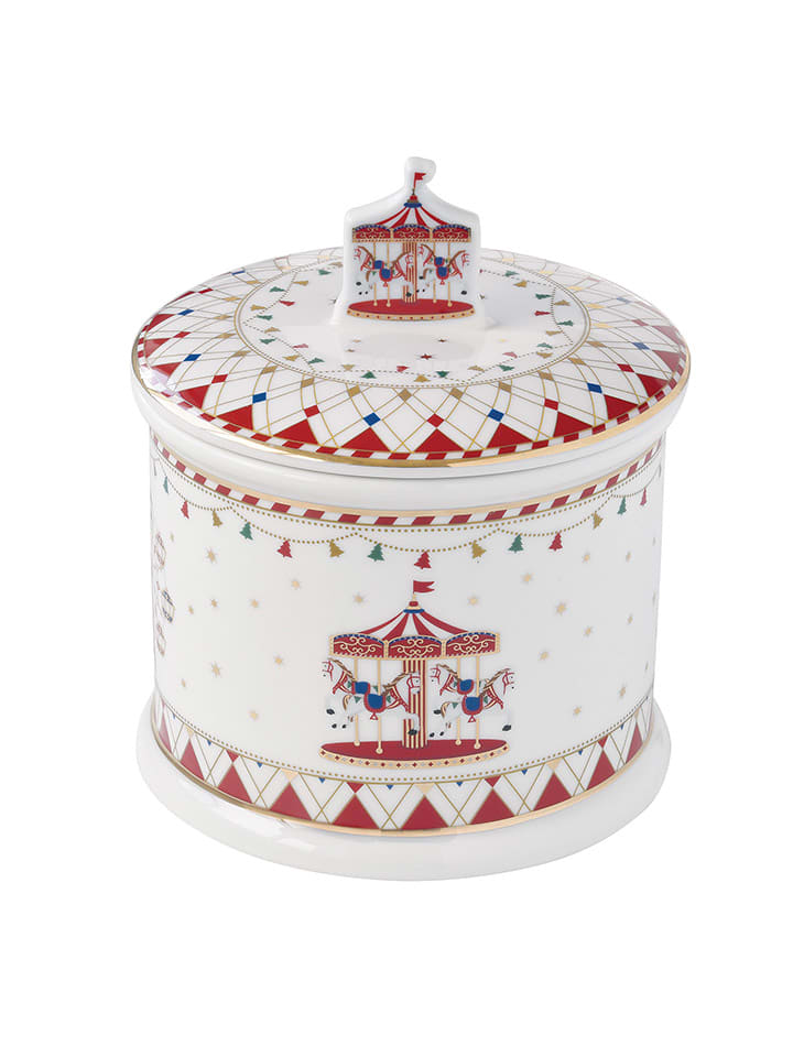 Vorratsbehälter ''Christmas Wonderland'' in Weiß/ Rot - (H)16,5 x Ø 14 cm