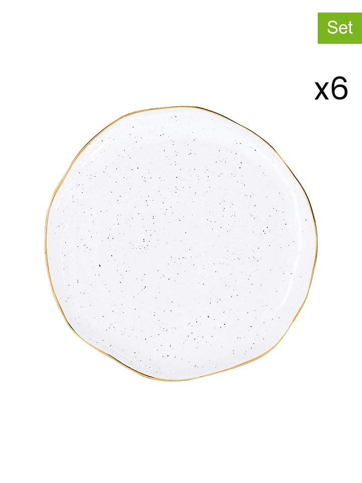 6er-Set: Brotteller ''Artesanal'' in Weiß - Ø 16 cm