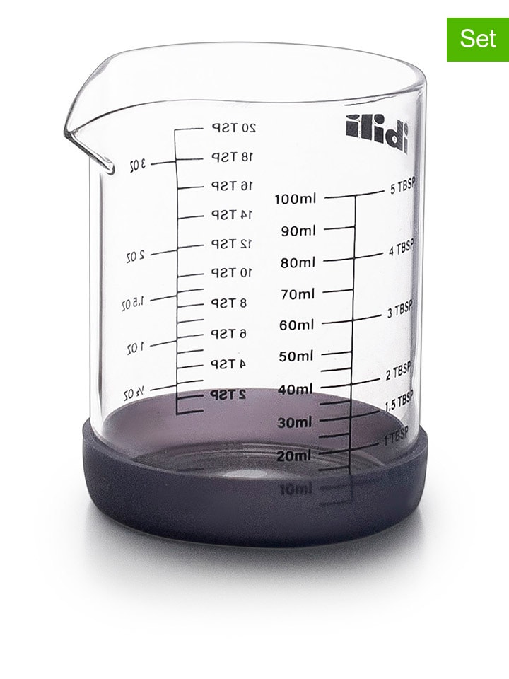 2er-Set: Mini-Messbecher in Transparent/ Schwarz - 100 ml