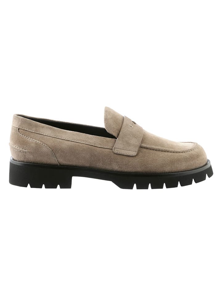 Leren mocassins taupe