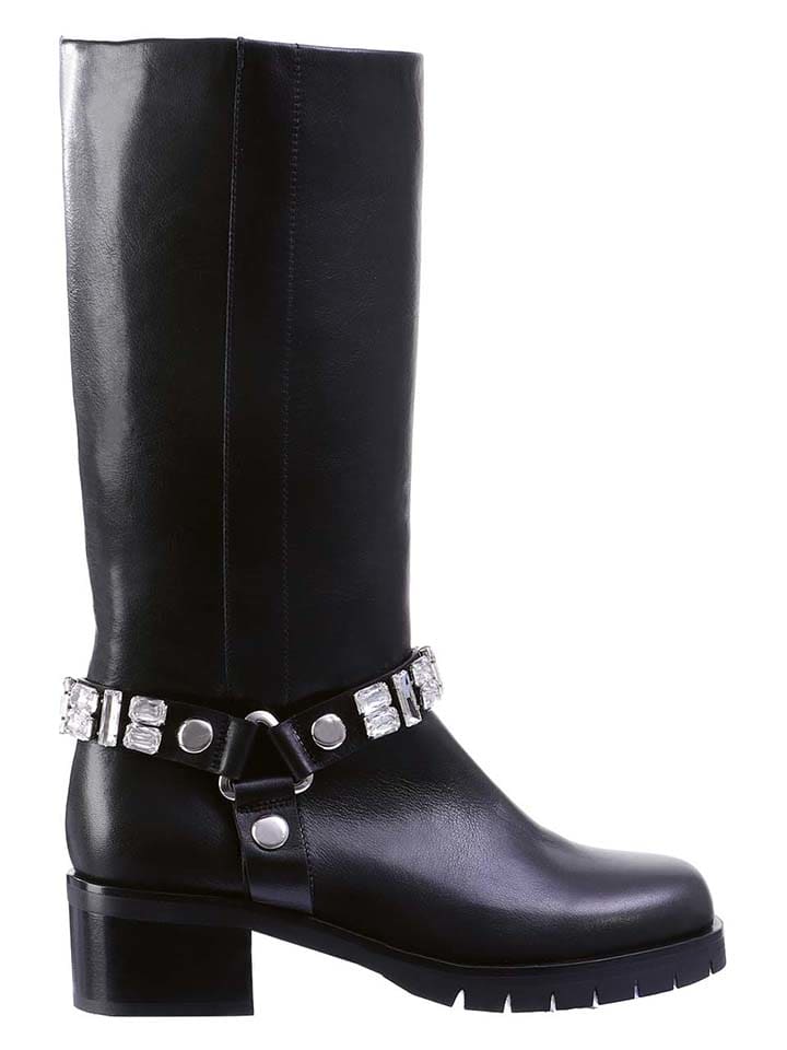 Leder-Stiefel in Schwarz