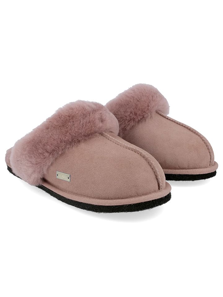 Leder-Hausschuhe in Rosa