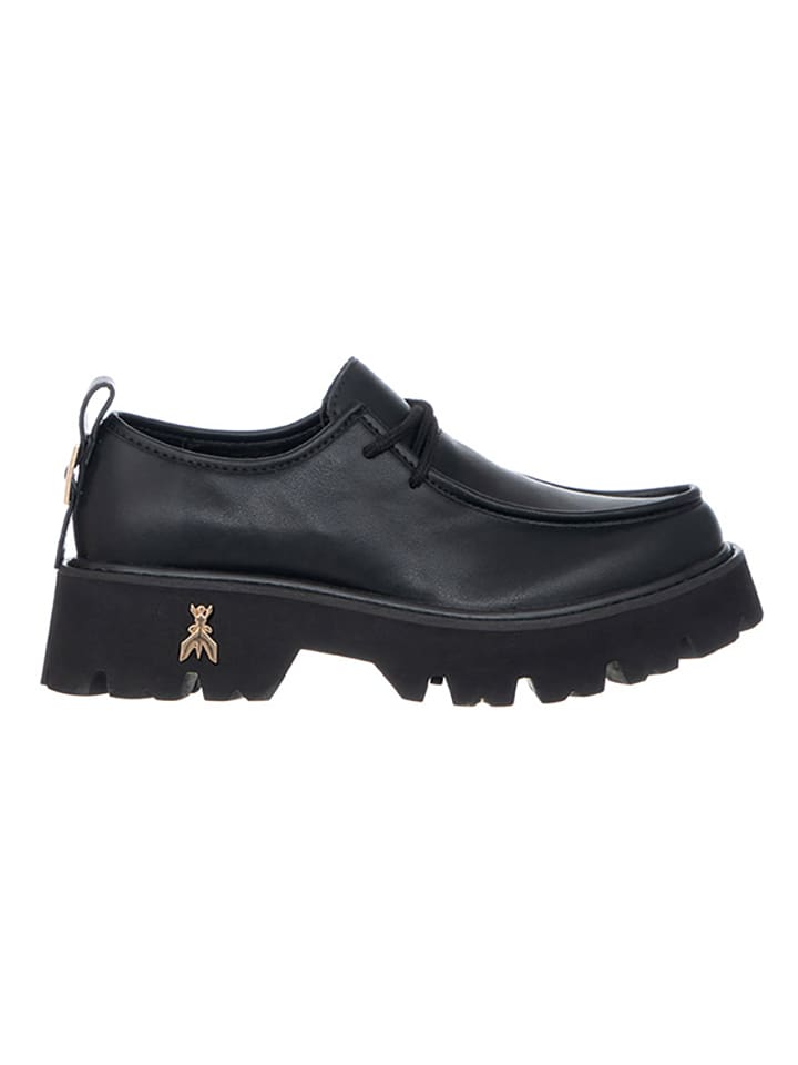 Leder-Schnürschuhe in Schwarz
