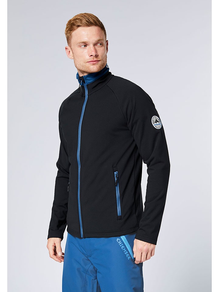 Fleecejacke in Schwarz/ Blau