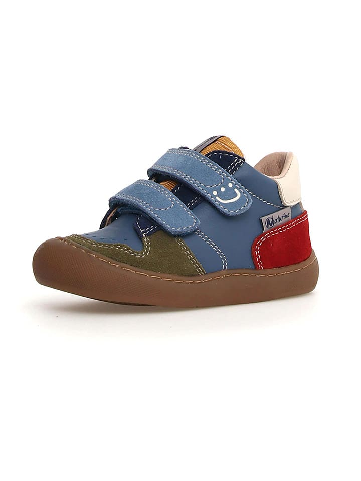 Skórzane sneakersy "Finay" w kolorze niebiesko-czerwonym