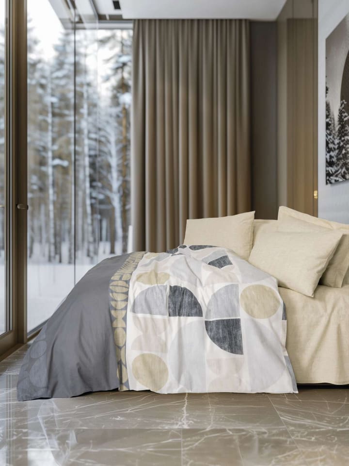 Renforcé beddengoedset "Formo" wit/beige