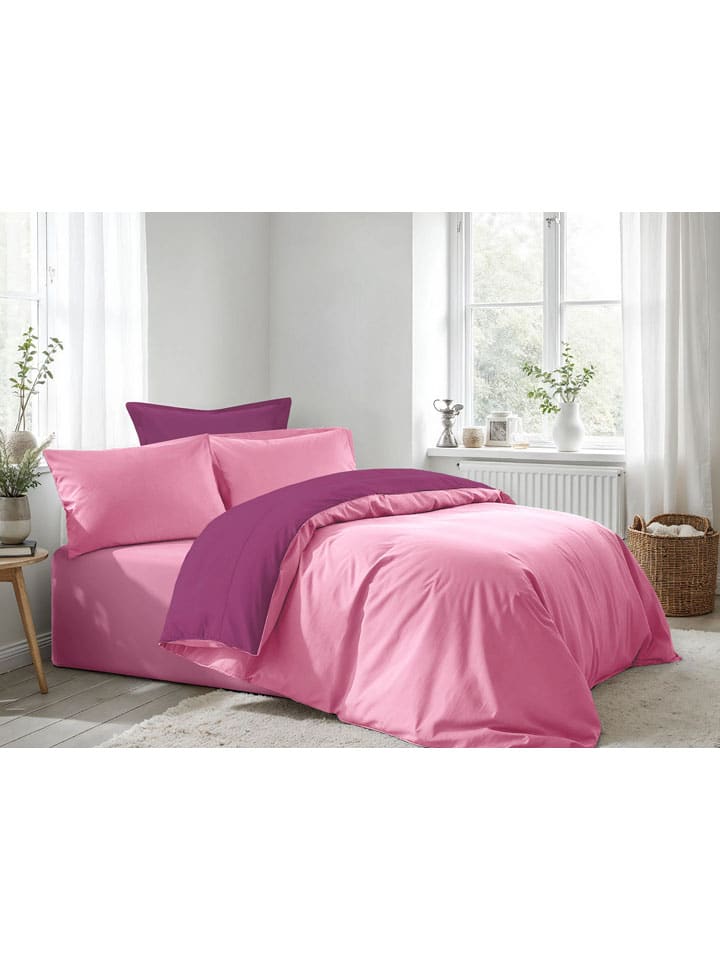 Renforcé beddengoedset roze