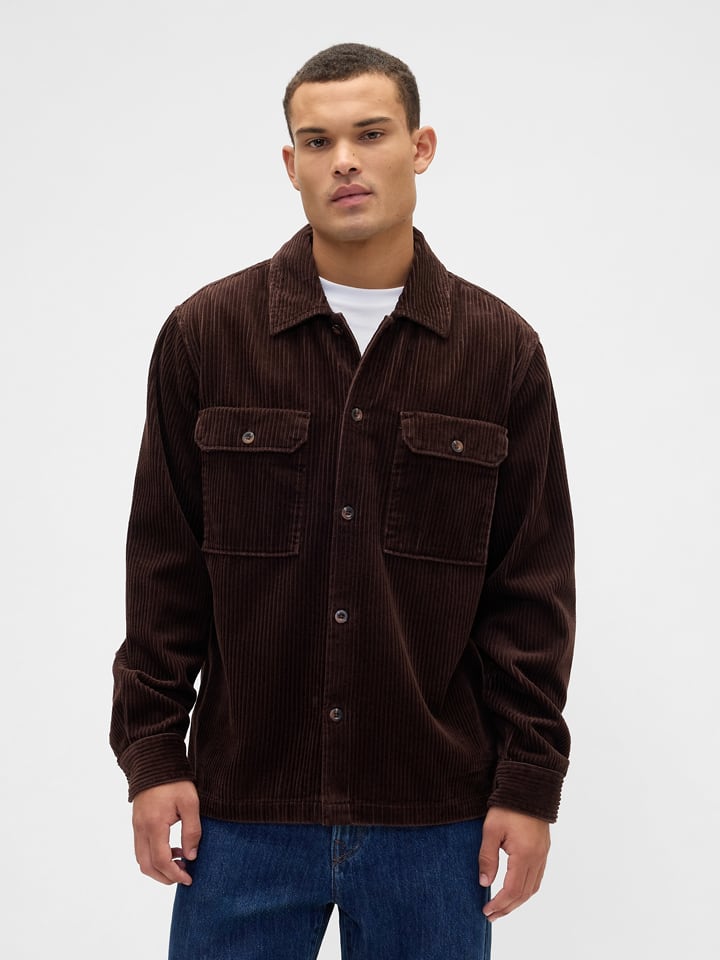Cordhemdjacke in Dunkelbraun