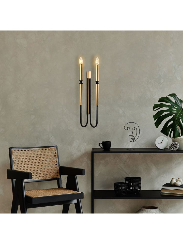 Wandleuchte in Schwarz/ Gold - (B)18 x (H)58 cm