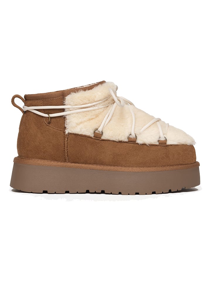 Enkelboots "Illona" lichtbruin/crème