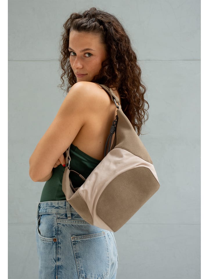 Schultertasche "Gimmy Sky" in Beige/ Hellbraun - (B)32 x (H)24 x (T)6 cm