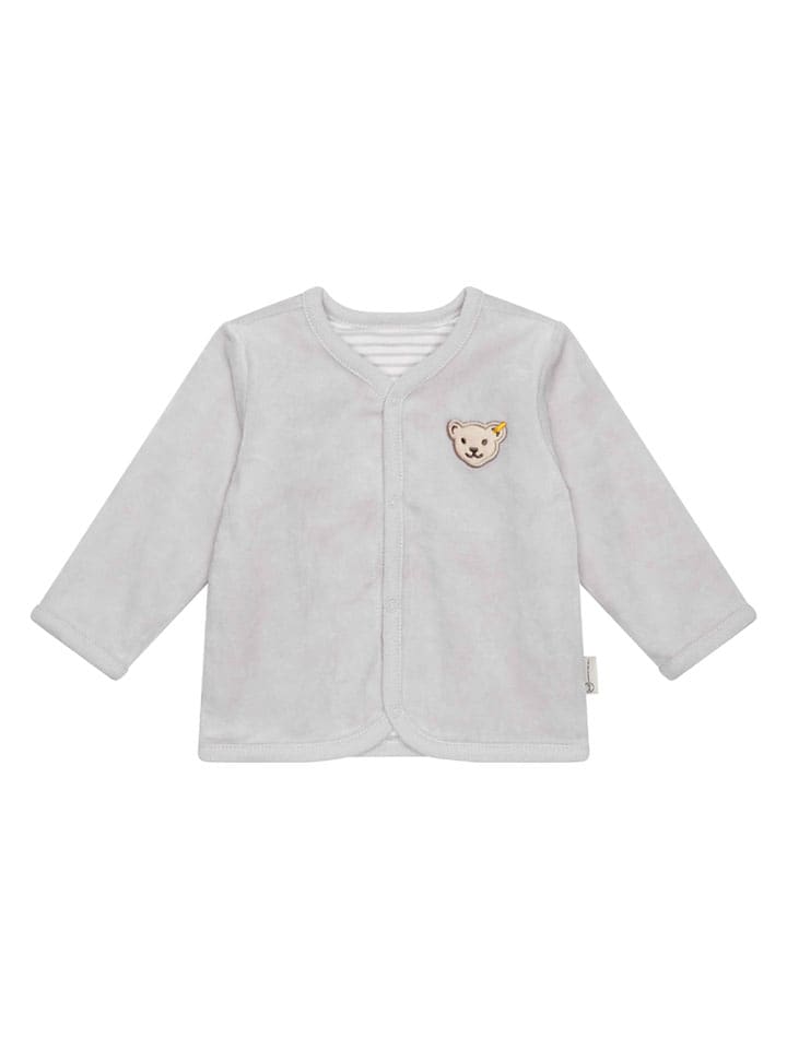 Cardigan in Grau/ Weiß