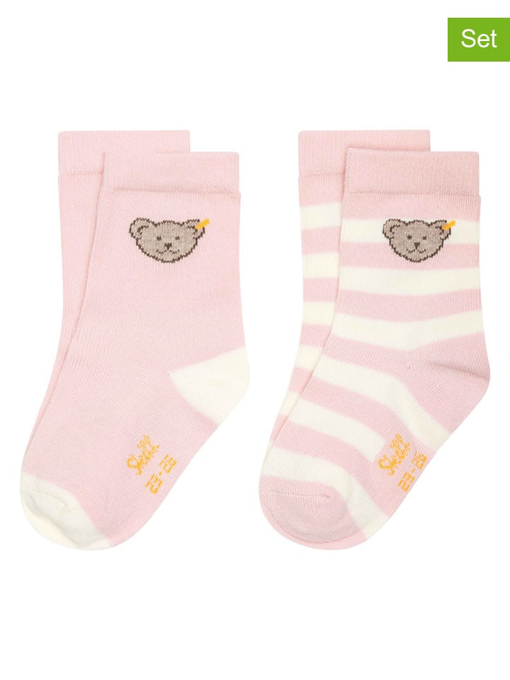 2er-Set: Socken in Rosa/ Creme
