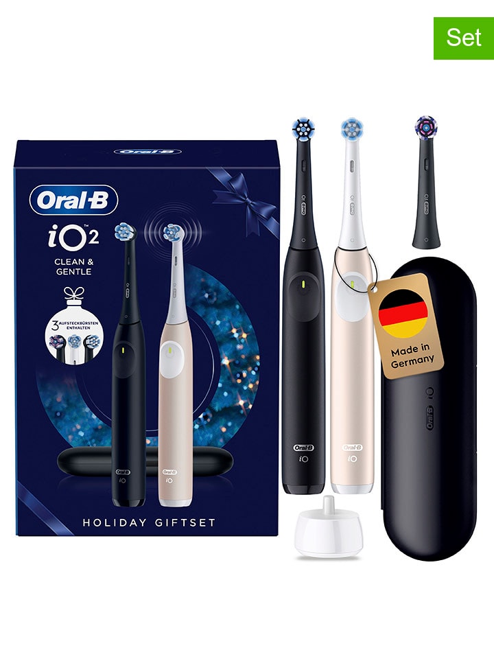 Oral-B 2er-Set: Elektrische Zahnbürsten "iO Series 2" in Schwarz/ Gold