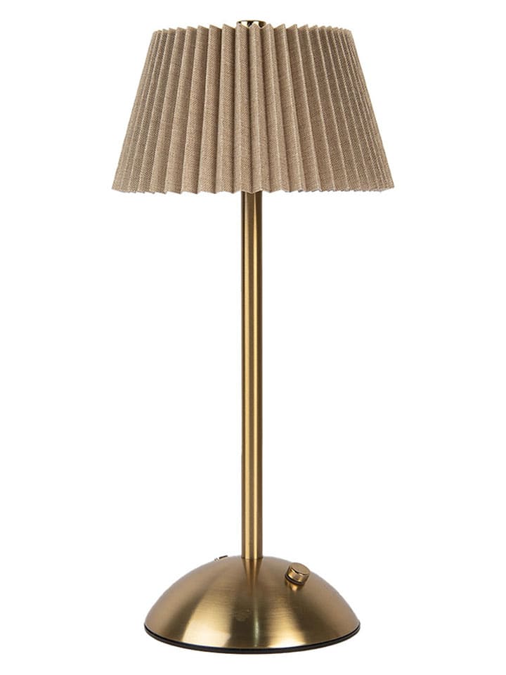 Lampa stołowa w kolorze złoto-beżowym - wys. 31 x Ø 14 cm