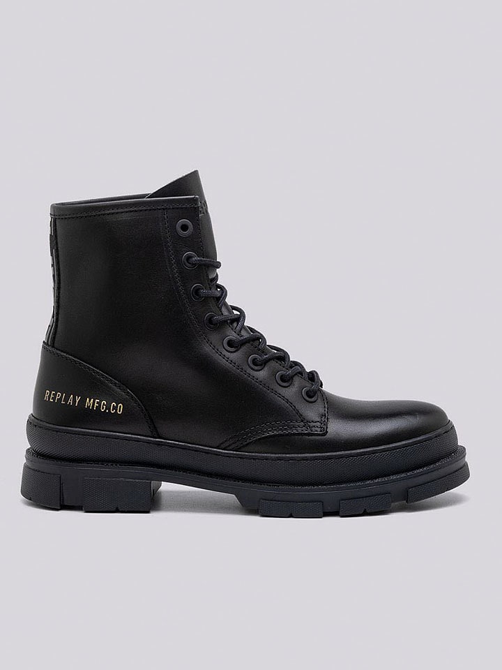 Leder-Boots in Schwarz
