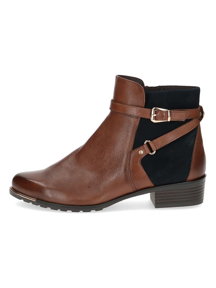 Leder-Ankle-Boots in Hellbraun
